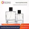 Venda por atacado em estoque 50 ml100ml perfume quadrado garrafa de vidro transparente imprensa spray frasco de fragrância de óleo essencial sub-frasco