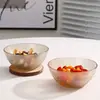 Tigela de bolinhas marrons, alto valor estético, tigela de arroz doméstica com bolinhas, tigela para frutas e sobremesas, tigela de vidro resistente a altas temperaturas para tempero de hot pot
