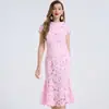 Tiro real: Vestido Simples e Elegante de Gola Lapela, Corte Justo que Marca a Cintura, com Acabamento de Renda 3D Solúvel em Água, Vestido Bodycon