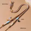 Cordón para collar DIY estilo Xizang, hilo de algodón retorcido a mano, tejido a mano con jade Hetian, cuentas de ámbar y cordón con colgante de oro