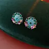 Pendientes y Collar de Flor con Incrustaciones de Diamantes Vintage, Conjunto Retro de Moda, Exquisita Joyería de Nicho para Mujeres con un Toque de Lujo
