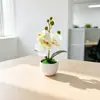 Planta en Maceta Creativa de 3 Orquídeas Phalaenopsis Decoración para el Hogar Maceta de Ondas de Agua Adorno de Flor Artificial Atmósfera Maceta de Flores de Simulación de Mesa Planta