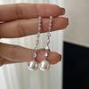 Pendientes largos de perlas de circonita retro de lujo ligero de nuevo estilo, pendientes de borla combinables para otoño e invierno, pendientes de circonita con forma de gota de agua