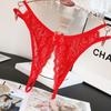 Ropa Interior Erótica de Tallas Grandes de Comercio Exterior, Estilo Sexy de Entrepierna Abierta, Encaje Transparente Sin Costuras, de Cintura Baja, Tanga que No Necesita Quitarse para Parejas