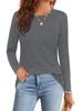 Amazon Wish Transfronteiriço Comércio Exterior Europeu e Americano Roupas Femininas 2025 Outono Novo Cor Sólida Casual Gola Redonda Manga Longa Camiseta para Mulheres