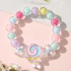 Pulsera de Caricatura Melocotón Degradado para Niñas Pulsera Princesa Color Jalea Linda Pulsera de Cuentas para Niños Joyería al Mayoreo
