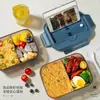 Fiambrera de Plástico con Compartimentos, Fiambrera Rectangular Portátil para Estudiantes, Grado Alimenticio, Apta para Microondas, Fiambrera Estilo Japonés