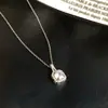 Collar con colgante redondo de circón con incrustaciones de diamantes y encaje, cadena para la clavícula minimalista, joyería de nicho de alta gama para mujer, los más vendidos en Corea y Japón