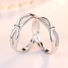 Moda coreana incrustada circón plateado anillo de pareja joyería entrelazada amante Tanabata anillo de plata para hombre y mujer al por mayor