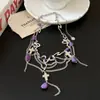 Dulce y Fresca Estilo Chica Picante Multicapa Completo Diamante Corazón Perlas Goteo de Aceite Serpiente Borla Colgante Collar de Suéter para Mujer Nicho Gargantilla de Moda