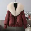 Jaqueta acolchoada de algodão casual de alta qualidade para mulheres, novo estilo inverno 2026, moderna e quente, com um design de gola grande de pele, exalando elegância