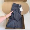 ¡No lo recomiendo! Pantalones anchos de traje de lana peinada gris oscuro para mujer, primavera y otoño 2025, nuevos pantalones de alta gama de moda