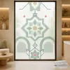 Película de Vidro com Impressão UV Verde Menta Padrão de Arco Estrela Adesivo Decorativo para Porta e Janela Venda por Atacado
