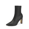 Botas pretas de tornozelo botas femininas botas finas Salto Alto botas femininas outono e inverno bico quadrado zíper salto grosso botas de tornozelo botas de tornozelo estilo francês