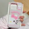 Funda de Teléfono Móvil Ins Cuadros Coloridos Gato Lindo Adecuada para Iphone16Pro Cadena para Colgar Apple 15Promax 14 Japonés y Coreano