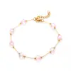 Pulseira Europeia e Americana de Aço Titânio com Contas de Pedra Britada Cor de Coração de Alta Qualidade Aço Inoxidável Pulseira Design de Nicho