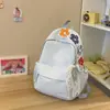 Mochila Bordada Floral Azul Claro Curativa com uma Vibe Gentil, Fresca, Ensolarada e Doce para Passeios