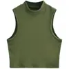 Estilo Americano Desejo Puro Retrô Sexy Colete de Gola Alta Cintura Marcada Realçador de Seios Roupa Externa Picante Top Curto Cor Sólida Top Cropped Roupa de Baixo