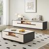 Mueble de TV moderno y sencillo para sala de estar, mueble de almacenamiento de madera maciza, mesa de centro integrada de estilo crema, combinación