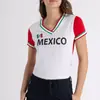Camiseta de Manga Corta para Mujer Verano 2026 México Estampado de Bandera Bordado Jersey Mundial Top Sexy