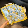 Pañuelo de Seda 70 Cuadrado Moda Coreana de Alta Gama Versátil Profesional Seda Sintética Pequeño Pañuelo de Cuello Estampado Retro Pañuelo de Seda para Mujer