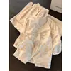 Pijama Floral de Encaje para Mujer Primavera y Otoño Conjunto de Manga Larga Dulce Sensación de Alta Gama Ropa de Casa Estilo Coreano Venta al por Mayor Transfronteriza