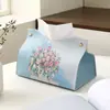 Nova Caixa de Lenços Criativa Nórdica Estilo Ins Azul Lírio-Lírio Caixa de Papel para Guardanapos Doméstica Sala de Estar Luxo Leve Caixa de Papelão para Guardanapos