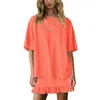 Verão 2026 Novo Cruzamento Europeu e Americano Amazon Comércio Exterior Moda Casual Conjunto Cor Sólida Solto Pijama para Mulheres