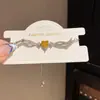 Moda Coreana Versátil Pulsera de Cordón con Colgante de Corazón de Zirconia Pulsera de Lujo Ligero de Gama Alta Pulsera de Temperamento para el Trabajo