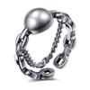 Anillo ancho de acero de titanio con gancho grande frío retro personalizado, anillo único, anillo geométrico irregular de nicho hueco