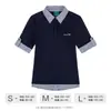 Polo Retro Americano de Manga Corta para Mujer 2026 Verano Nuevo Estilo Camiseta de Retazos a Cuadros Corte Delgado y Top Versátil