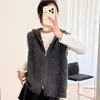 Altamente recomendado para uso pessoal! Colete de tricô com capuz e zíper retrô, um novo estilo outono/inverno para mulheres, macio e confortável, perfeito para usar em camadas com suéteres.