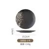 Atacado Transfronteiriço Cerâmica Estilo Japonês, Pratos Redondos Comerciais Estilo Ocidental, Pratos Pretos para Buffet, Louças Especiais Domésticas, Comércio Exterior