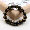 Pulseira de Contas com Carimbo Dourado e Mantra de Seis Caracteres, Joia Estilo Chinês para Homens e Mulheres, Presente da Tendência Nacional, Cristal Natural Imitation Dragão e Fênix