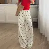 Pantalones de pierna ancha de lunares transfronterizos europeos y americanos nuevos para mujer Primavera/Verano 2026, de cintura alta, drapeados, holgados, adelgazantes, casuales de pierna recta