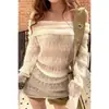 Moda Coreana Nova Outono e Primavera Suéter de Malha Slimming com Recortes de Um Ombro para Mulheres
