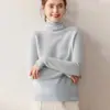 Suéter Pulóver de Punto de Cachemira Sólido Simple y Versátil para Mujer con Corte Holgado y Efecto Adelgazante, Presenta un Cuello Alto Apilado para Usar en Capas
