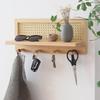 Perchero de pared de ratán tejido de madera maciza para colgar llaves, creativo, de madera tejida, para porche, decorativo, para guardar ropa