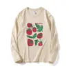 Nova Coleção Outono/Inverno Design Divertido de Estampa de Tomate Cartoon Peça Externa Casual Tops Versáteis Fofos de Manga Longa para Mulheres