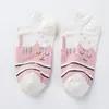 Calcetines para Mujer Zudel Primavera/Verano Algodón Delgado Dibujos Animados Tobilleros Boca Baja Gato Pequeño Calcetines Cortos para Mujer Calcetines de Algodón Venta al por Mayor