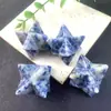 Venta Caliente Transfronteriza Adornos de Piedra de Cristal Natural Merkaba 25*25mm Cuadrado Satélite Piedra Desnuda Accesorios para Joyería DIY