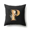 Funda de Almohada de Poliéster Decoración de Coche Hogar 26 Letras Inglesas Impresas Cojín Lumbar Funda de Almohada para Sofá QTB47