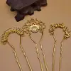 Acessórios para joias diy grampo de cabelo estilo antigo franja porosa grampo de cabelo de garfo duplo acessórios de cabelo para trajes antigos materiais artesanais atacado