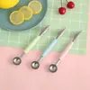 Pala multifuncional para hacer bolas de helado de sandía, cuchillo de trinchar corrugado de acero inoxidable de doble cabezal, bandeja de frutas, pala para bolas de hotel