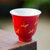 Grúa Nube de Fábrica Taza de Té Pequeña Taza Personal de Cerámica Taza de Degustación Cuenco de Té Taza Única del Juego de Té Rojo de la Ciudad Prohibida