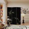 Biombo Decorativo Plegable Negro Estilo Francés para Sala de Estar, Vestíbulo, Oficina, Pared de Fondo de Sofá, Pantalla Decorativa Plegable Móvil para la Entrada