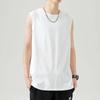 Cor sólida esportes colete sem mangas algodão penteado camisa de assentamento dos homens da marca de moda de verão solto casual top branco manga curta