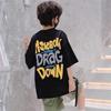 Top de Verão de Algodão com Manga Curta para Crianças Estilo Coreano Estampado com Letras Versátil Casual Soltinho Camiseta Tendência