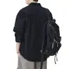 Ropa para Hombre Fengshe / Nueva Camisa de Trabajo Retro Japonesa de Primavera y Otoño para Hombre, Camisa Holgada Casual de Color Sólido Estilo Americano
