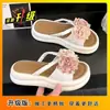 Sandalias sin cordones de estilo hada floral retro francés para mujer, adecuadas para usar con vestidos, Nuevas zapatillas cómodas de verano 2025 para vacaciones